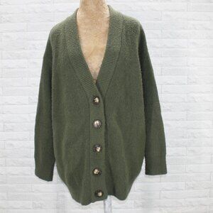CATHERINE MALANDRINO Swacket Sweater Jacket Oversized Thick Chunky Green XL